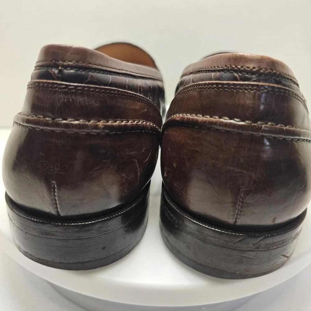 Johnston Murphy Tassel‎ Loafers Men's Size 13 N Brown Crocodile Print Italy Made